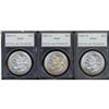 Lot 336 - Lot of Three 1887 Morgan Dollars. 7 over 6 PCGS MS62