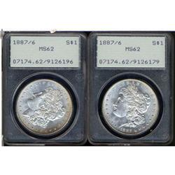 Lot 337 - Lot of Two 1887 Morgan Dollars. 7 over 6 PCGS MS62