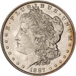 Lot 339 - Lot of Two 1887 Morgan Dollars. 7 over 6 PCGS MS62