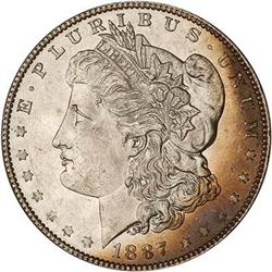 Lot 340 - Lot of Two 1887 Morgan Dollars. 7 over 6 PCGS MS62