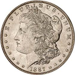 Lot 342 - Lot of Three 1887 Morgan Dollars. 7 over 6 PCGS MS61