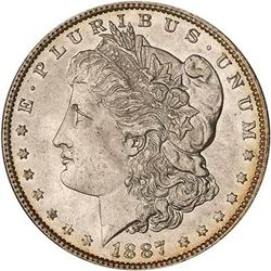 Lot 343 - Lot of Three 1887 Morgan Dollars. 7 over 6 PCGS MS61