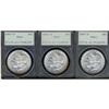 Lot 344 - Lot of Three 1887 Morgan Dollars. 7 over 6 PCGS MS61