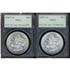 Lot 348 - Lot of Two 1887 Morgan Dollars. 7 over 6 PCGS MS61