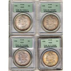 Lot 388 - Lot of Four 1896 Morgan Dollars PCGS MS 65
