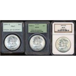 Lot 400 - Lot of Three 1899-O Morgan Dollars