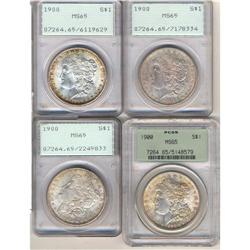 Lot 406 - Lot of Four 1900 Morgan Dollars PCGS MS65