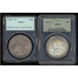 Lot 414 - Lot of Two 1901-O Morgan Dollars both PCGS MS63