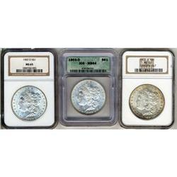 Lot 417 - Lot of Three Morgan Dollars NGC & ICG MS64-MS65
