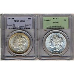 Lot 444 - Lot of Two 1904-O Morgan Dollars PCGS MS66