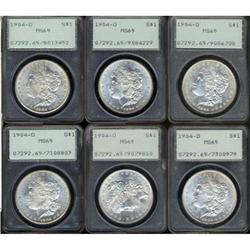 Lot 453 - Lot of Six 1904-O Morgan Dollars PCGS MS65
