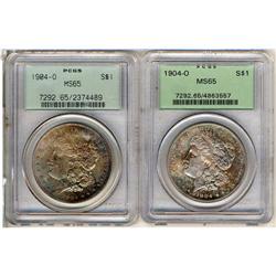 Lot 461 - Lot of Two 1904-O Morgan Dollars PCGS MS65