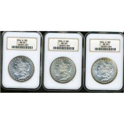 Lot 462 - Lot of Three 1904-O Morgan Dollars PCGS MS65