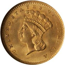 Lot 481 - 1856 $1 Gold Indian. Upright 5 NGC MS64