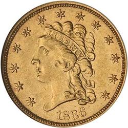 Lot 486 - 1836 $2.50 Classic Head. Script 8 NGC AU55