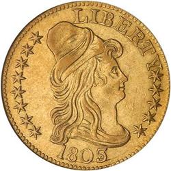 Lot 494 - 1803 $5 Capped Bust. 3 over 2 NGC AU58