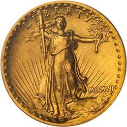 Lot 540 - 1907 $20 St. Gaudens HR Wire Rim PCGS MS63