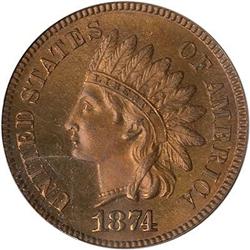 Lot 607 - 1874 Indian Head Cent PCGS PR65 RB