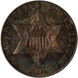 Lot 627 - 1861 Silver Three Cents PCGS MS65
