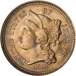 Lot 629 - 1868 Nickel Three Cents NGC MS66