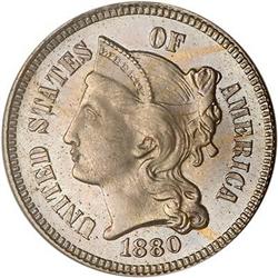 Lot 632 - 1880 Nickel Three Cents PCGS PR66
