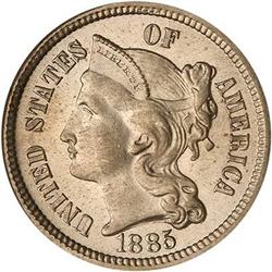 Lot 637 - 1885 Nickel Three Cents NGC MS66