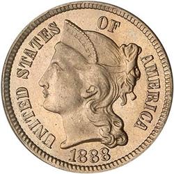 Lot 641 - 1888 Nickel Three Cents PCGS PR66