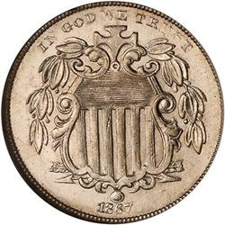 Lot 644 - 1867 Shield Nickel. Rays NGC MS65
