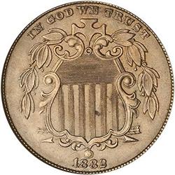 Lot 649 - 1882 Shield Nickel NGC MS65