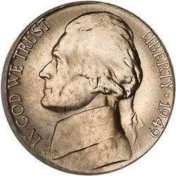 Lot 696 - 1949-S Jefferson Nickel PCGS MS65 FS