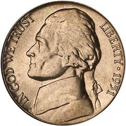 Lot 699 - 1951 Jefferson Nickel NGC MS67