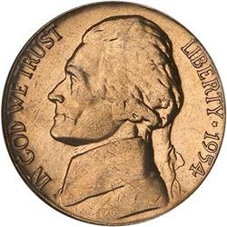 Lot 705 - 1954 Jefferson Nickel NGC MS67