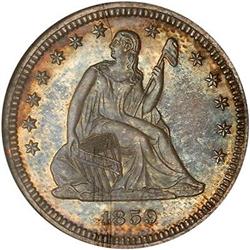 Lot 738 - 1859 Liberty Seated Quarter Dollar NGC PF65