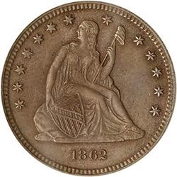 Lot 739 - 1862-S Liberty Seated Quarter Dollar PCGS MS62