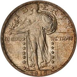 Lot 747 - 1918-S Liberty Standing 25C. 8 over 7. PCGS MS66