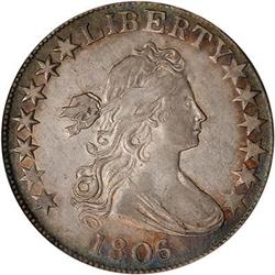 Lot 760 - 1806 Draped Bust Half Dollar. 6 over 5 NGC AU58