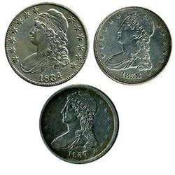 Lot 761 - Lot of 3 Capped Bust Halves: 1834, 1837, 1838 RAW