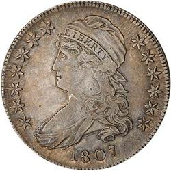 Lot 762 - 1807 Capped Bust Half Dollar. Large stars XF45 RAW