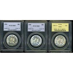 Lot 799 - Lot of 3 Walking Liberty Half Dollars all PCGS MS65