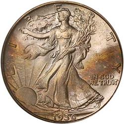 Lot 805 - 1936-D Liberty Walking Half Dollar PCGS MS67