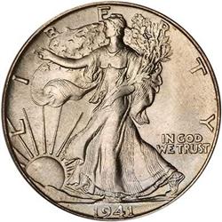 Lot 809 - 1941-S Liberty Walking Half Dollar ICG MS65