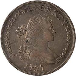 Lot 836 - 1797 Draped Bust Dollar. 10 stars left, 6 right NGCAU50