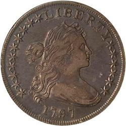 Lot 837 - 1797 Draped Bust $1. 10 stars left, 6 right ANACS EF40