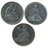 Lot 843 - Lot of 3 Silver Dollars: 1847, 1872, 1877. RAW