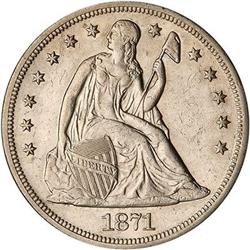 Lot 845 - 1871 Liberty Seated Dollar RAW