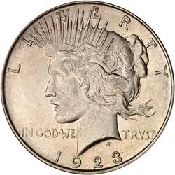 Lot 856 - 1923-D Peace Dollar PCGS MS65