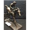 Image 2 : Very Nice Horse with Racing Rider On It Statue. Nice Detail. Has Bronze Look. 9" L x 8"h x 3" w