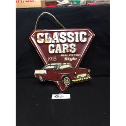 A Newer Tin Sign. Rustic Looking. Classic Cars Real Vintage Syle