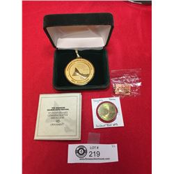 The Issaquah Slamon Days Festival Gold Plated Medallion Plus the Slamon Days Pin and the Segway Toke