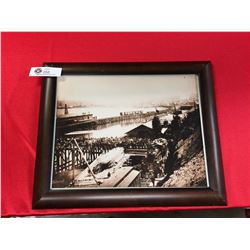 Framed Photo of the First Train into Vancouver 1890's Photo is 17  w x 14  h